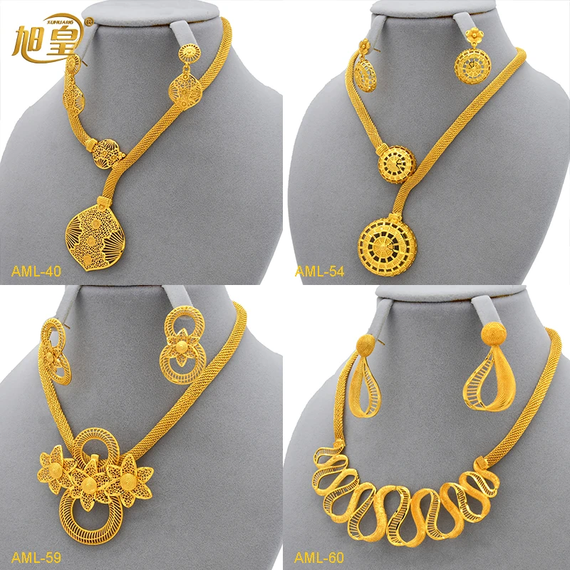 XUHUANGFashionDesignerNecklaceandEarringsSetsWithPendant