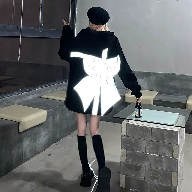 

Reflective Bow Sweater Women's 2022 Spring and Autumn New Loose and Thin Casual Korean Version Top Trendy Women's Sweatshirt