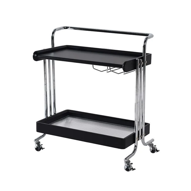 H2O HOUSE Mid Ancient Style Small Cart Storage Rack Movable Edges Living Room Solid Wood Retro Snacks Meals Lathe Cabinet