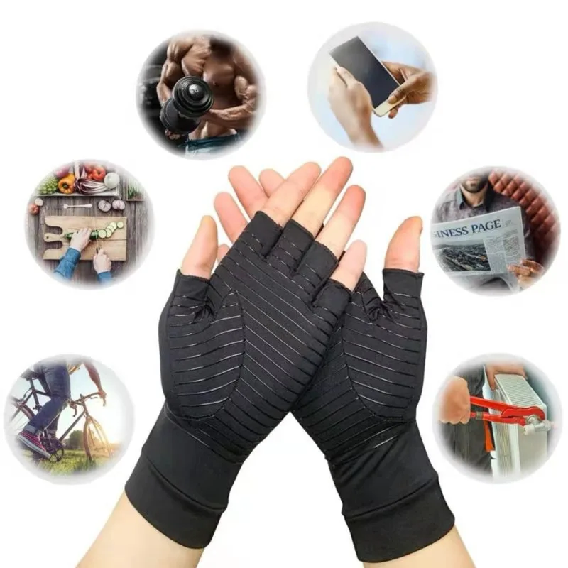 

Copper Compression Arthritis Gloves Hand Gloves Hand Wrist Support Non-Slip Unisex Gloves Finger Joint Wrist Pain Relief