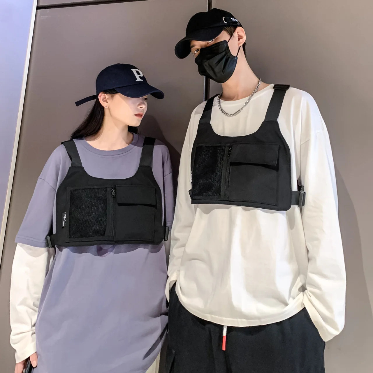 

Unisex Chest Pack Functional Tactical Chest Bag Fashion Bullet Hip Hop Vest Streetwear Bags Waist Pack Women Black Chest Rig Bag