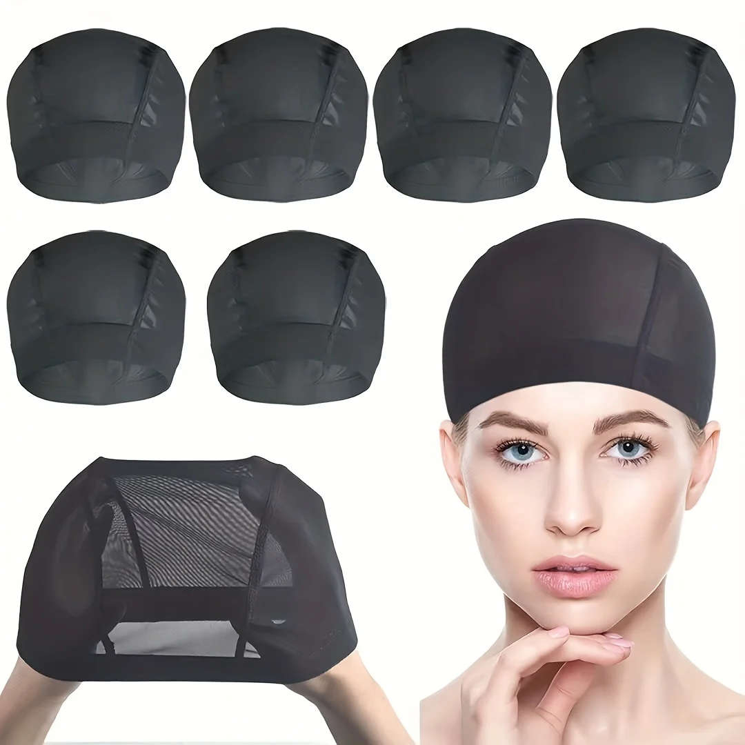 Black Mesh Wig Cap with Elastic Band-Stretchy Nylon Dome Hair Net, Secure Fit, Wig Making and Styling, Secure Fit