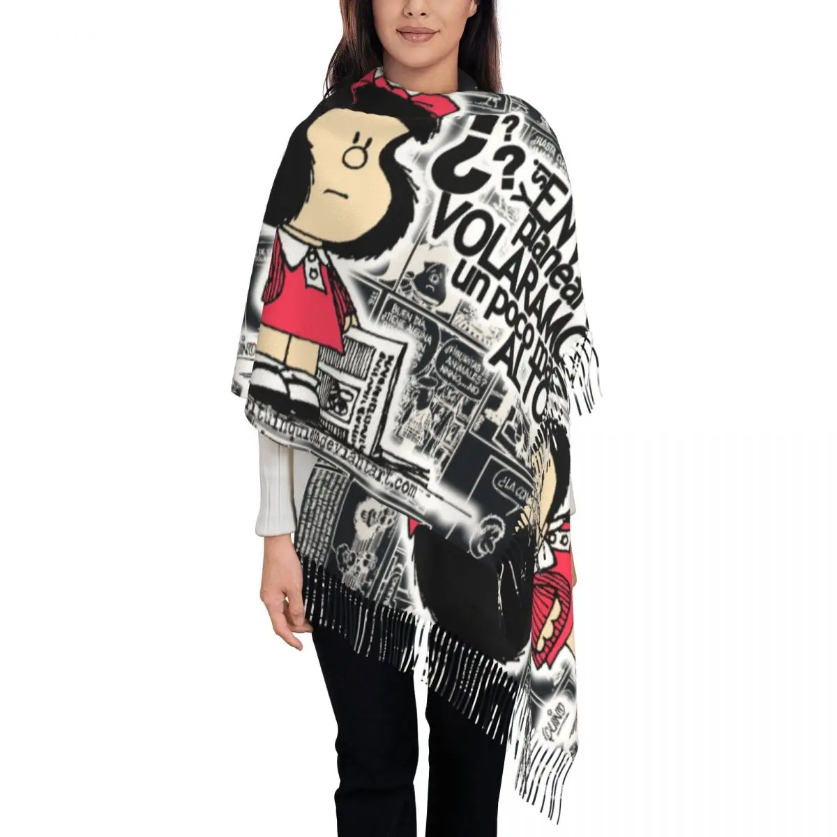 

Custom Printed Mafalda Kawaii Cartoon Scarf Men Women Winter Warm Scarves Anime Comics Shawls Wraps