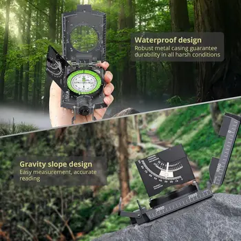 Anbte Compass Hiking,Waterproof Metal Compass with Clinometer,Lightweight,for Camping,Hunting,Hiking Navigation. 2