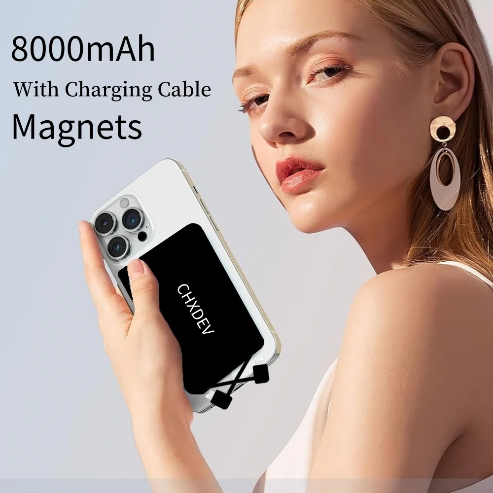 CHXDEV Ultra Thin Phone Charger. Portable Power Bank With All Phones. 8000mAh &5V 2A Fast Charge. B For iPhone XIAOMI Samsung 4