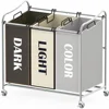 Sturdy 3-Bag Laundry Sorter Rolling Cart with Durable Steel Frame and Heavy Duty Casters Convenient Laundry Organization 2