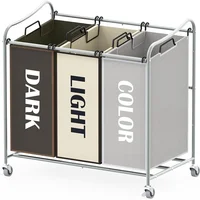 Sturdy 3-Bag Laundry Sorter Rolling Cart with Durable Steel Frame and Heavy Duty Casters Convenient Laundry Organization 2