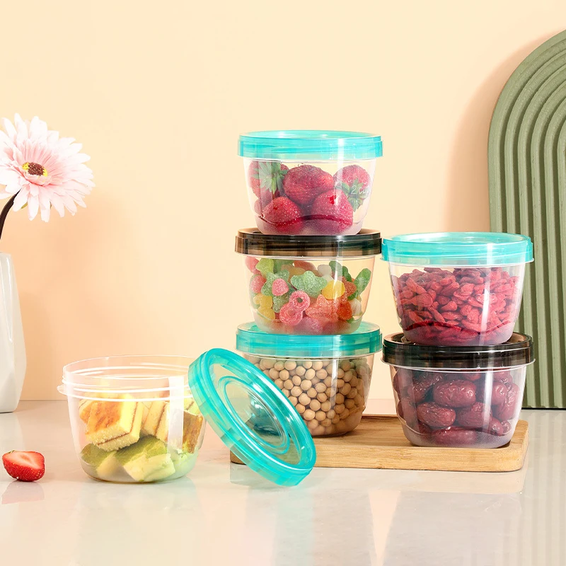 1/3/5 Pcs Round Food Fresh Keeping Box Kitchen Refrigerator Storage Container Fruits Snacks Sealed Jar Microwave Heating