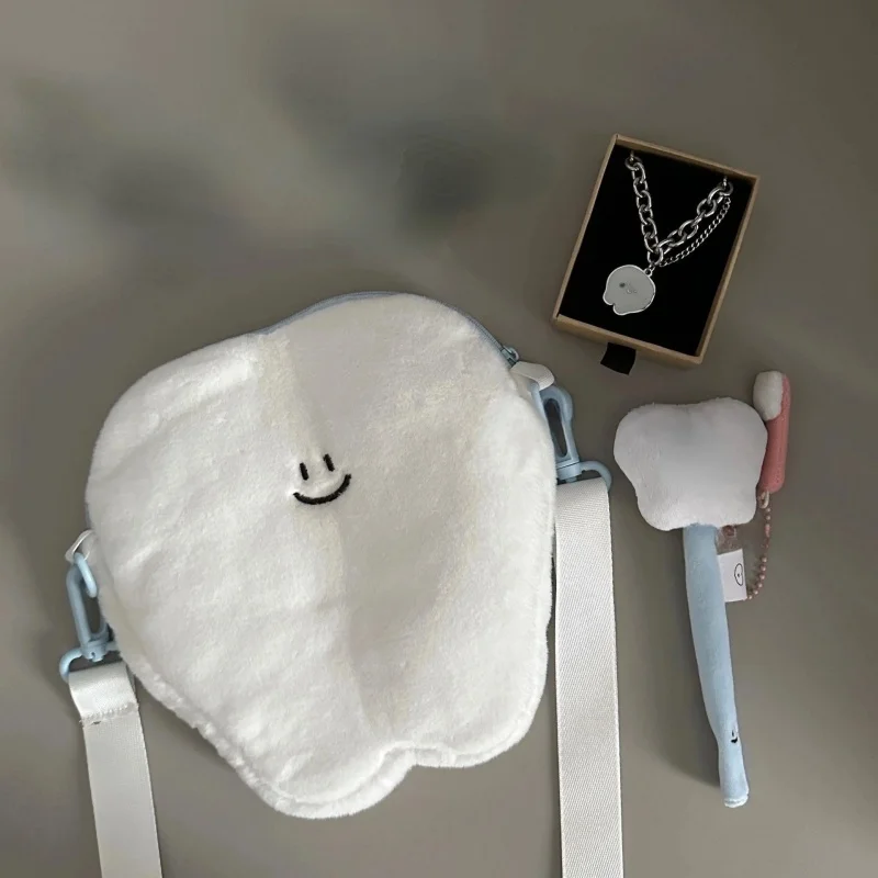 Cartoon Tooth Design Soft Fashion Casual Handbag Kawaii  Women Crossbody Shoulder Bag