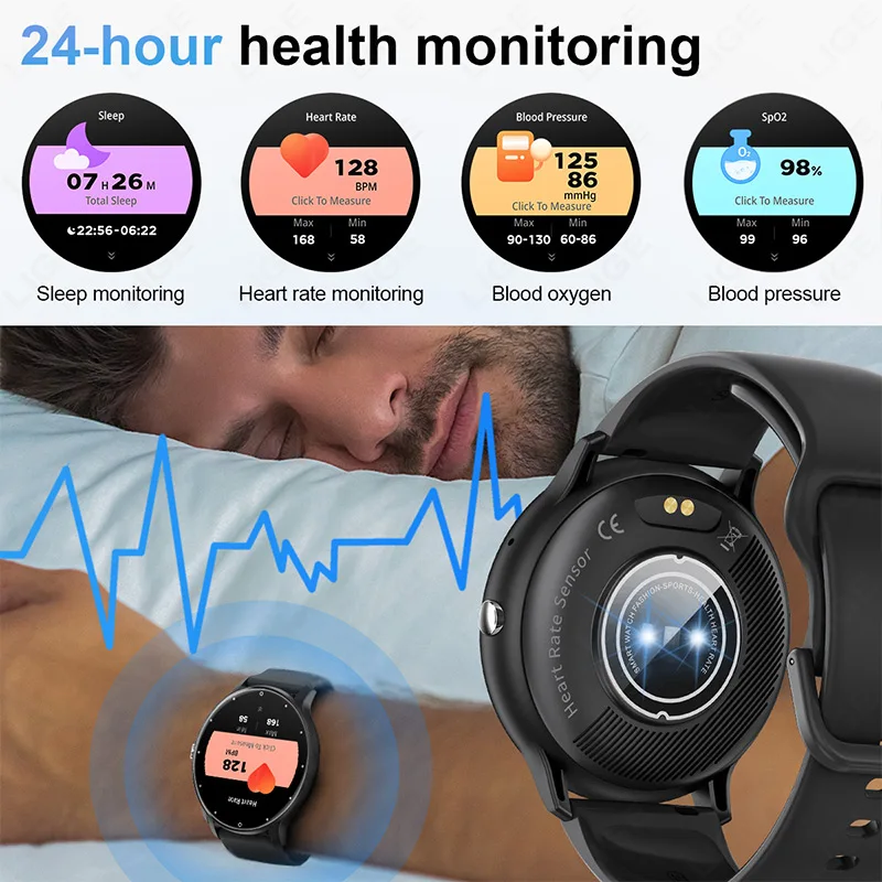 LIGE Smart Watch 2025 Bluetooth Call Smartwatch Fitness Tracker Heart Rate Monitor Sports Man Woman SmartWatches For Android IOS
