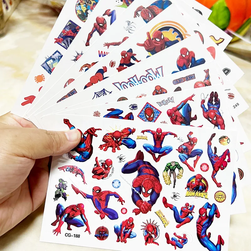 1Pcs Marvel Spiderman Tattoo Stickers Anime Spider-Man Cartoon Tattoo Sticker Kids Verjaardagsfeestje Geeft Geschenken Body Art