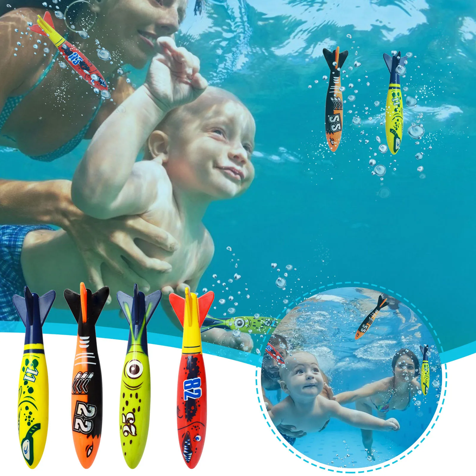 

Kids Torpedo Diving Toys Summer Funny Swimming Pool Diving Toy Baby Water Game Bath Toys Accessories Birthday Gift For Children