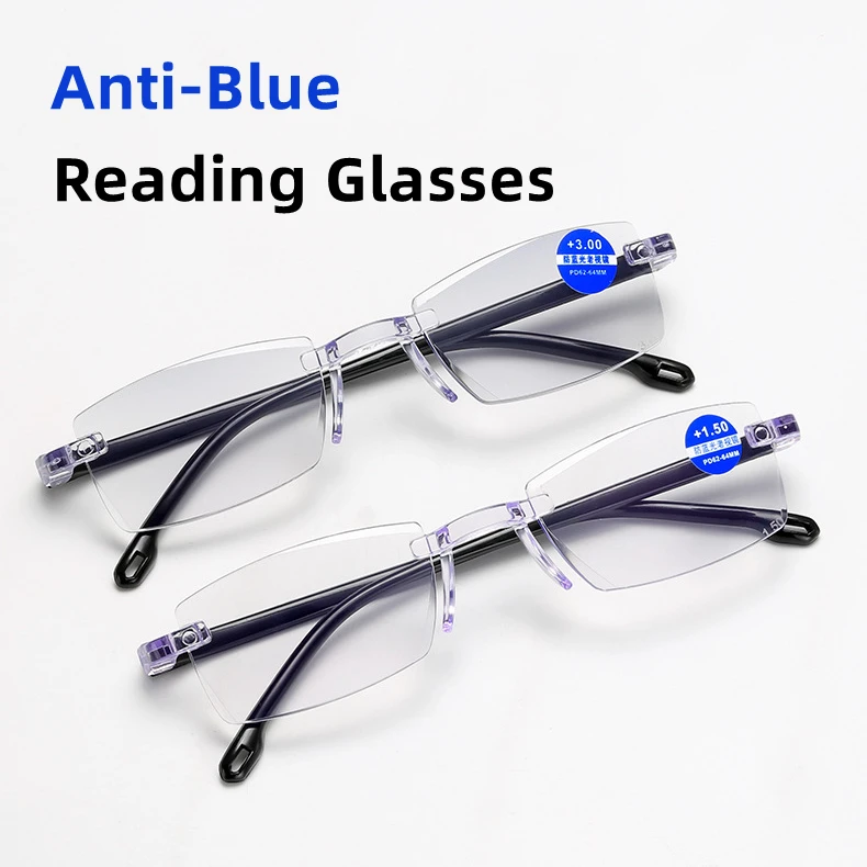 Men Women Reading Glasses Rimless Near and Far Eyesglasses Retro Anti