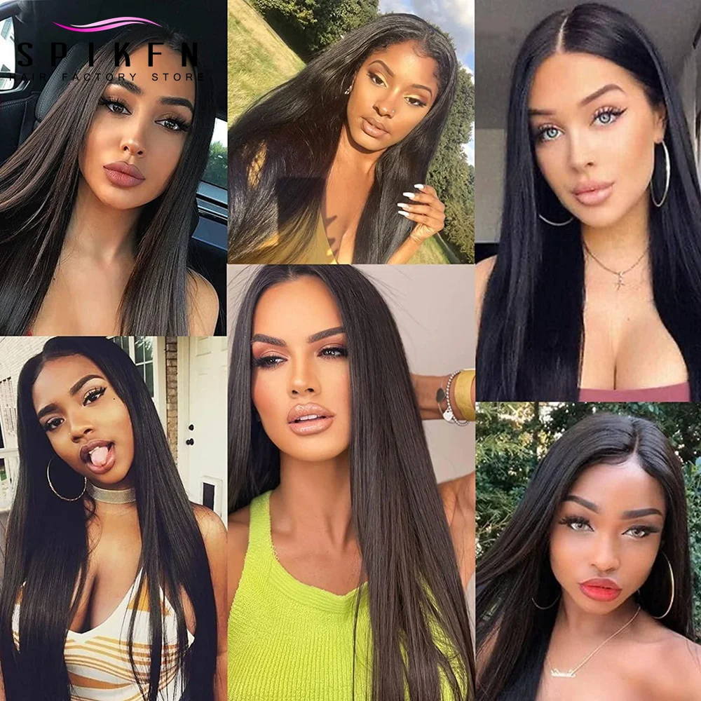 Light Yaki PU Skin Weft Hair Extensions 8"-30" Inject Natural Black Human Hair Bundles 80cm Width No Tape Yaki Straight