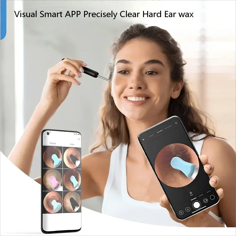 Ear Wax Removal Wireless WiFi Rechargeable Ear Cleaner 1000W HD Camera Ear Cleaning Kit with Light Ear Endoscope for iOS Android