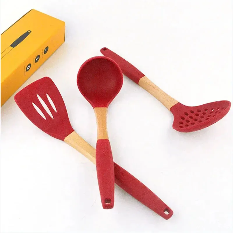 

High Temperature Resistant Silicone Spoon Shovel Leaky Spoon Nonstick Pan Frying Pan Spatula Household Kitchen Utensils Tools