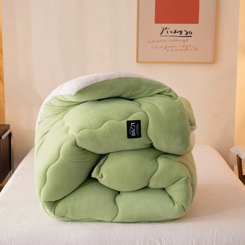 

1PC Thicken Berber Fleece Comforter For Double Bed Fluffy Soft Super Warm 구스다운 이불 For Winter Queen/King Size양털이불 200X230CM 두꺼운담요