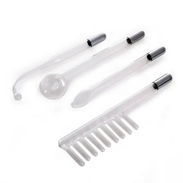 4in1 High Frequency Electrode Wand w/Neon Electrotherapy Glass Tube Acne Spot Remover Home Spa Beauty Device Facial Therapy Wan 3