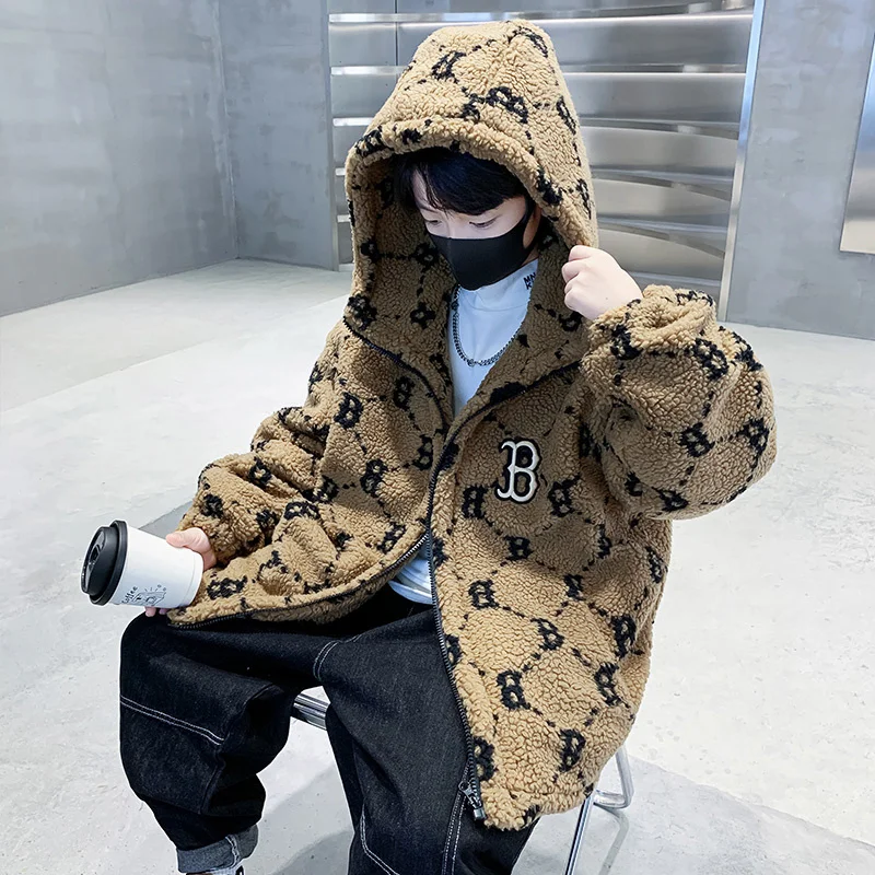 Boys school hooded jacket baby winter jacket for child