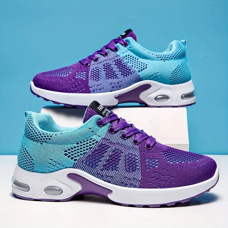 

Women's Knitted Sport Shoes, Breathable & Lightweight Lace-up Running Shoes, Air Cushion Low Top Sneakers