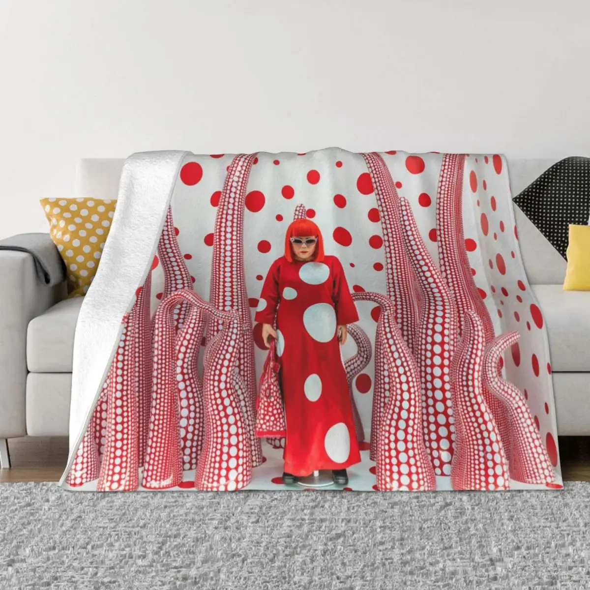 

Одеяла Yayoi Kusama с 3D принтом, дышащее мягкое Фланелевое осеннее одеяло с абстрактным рисунком для дивана, автомобильное постельное белье