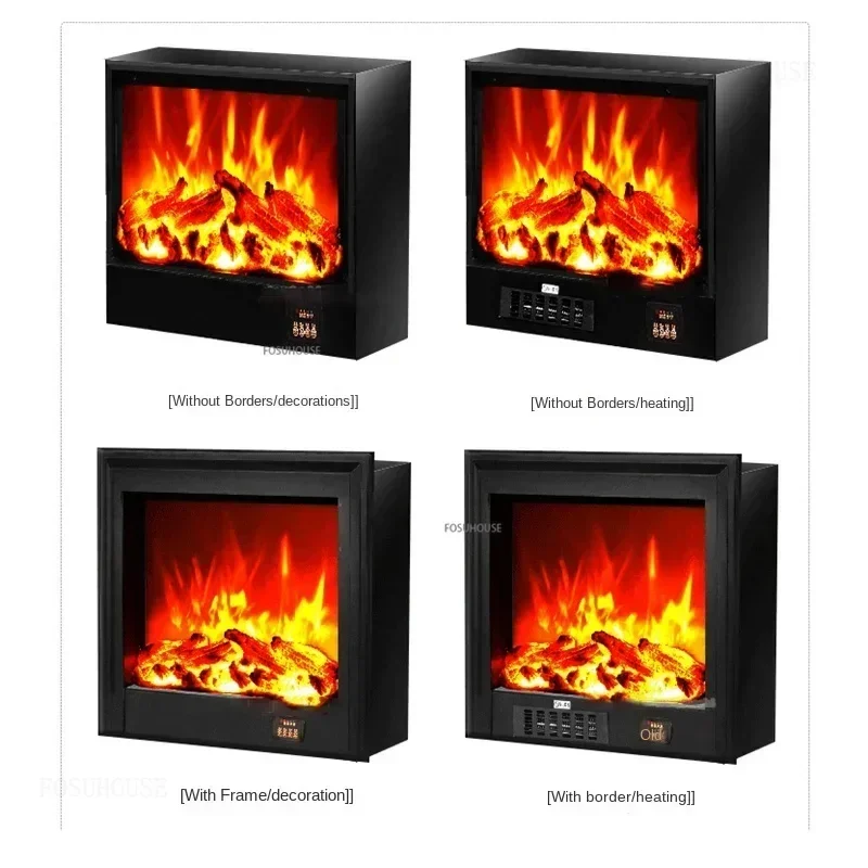 European 3D Simulated Flame Heater Electric Fireplaces Villa Living Room Embedded TV Cabinets Fireplace Home Decoration