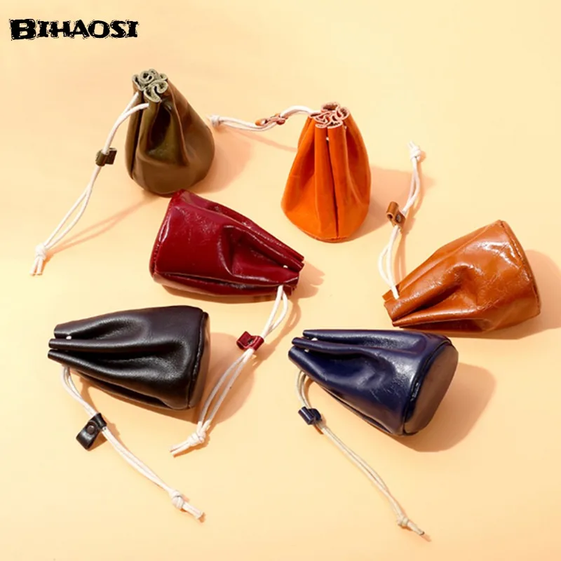 

Leather Coin Change Wallet Mini Real Pickup Bag Portable Cosmetic Mouth Red Envelope Earphone Storage Bag Coin Purse Mini Bags
