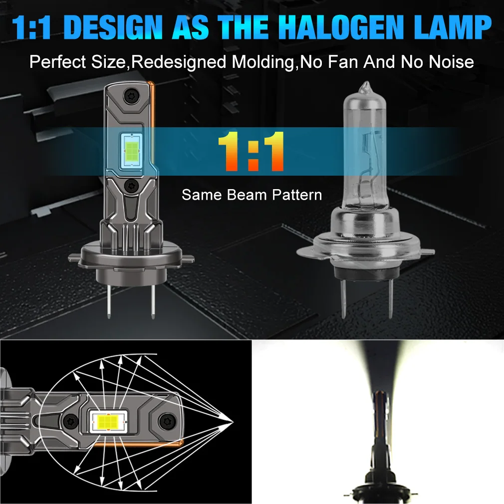 H7 LED 자동차 헤드라이트 상향등 하향등 헤드램프 캔버스 에러프리 12V H7 LED CSP 칩 자동차 주행등 12V 6000K