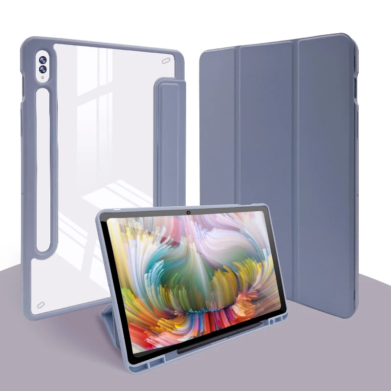 For Samsung Galaxy Tab S7 Fe Case Pen Holder Clear Back Cover For Samsung Galaxy Tab S8 S7 Plus Fe 14.6 S7 S8 11 Tablet Case