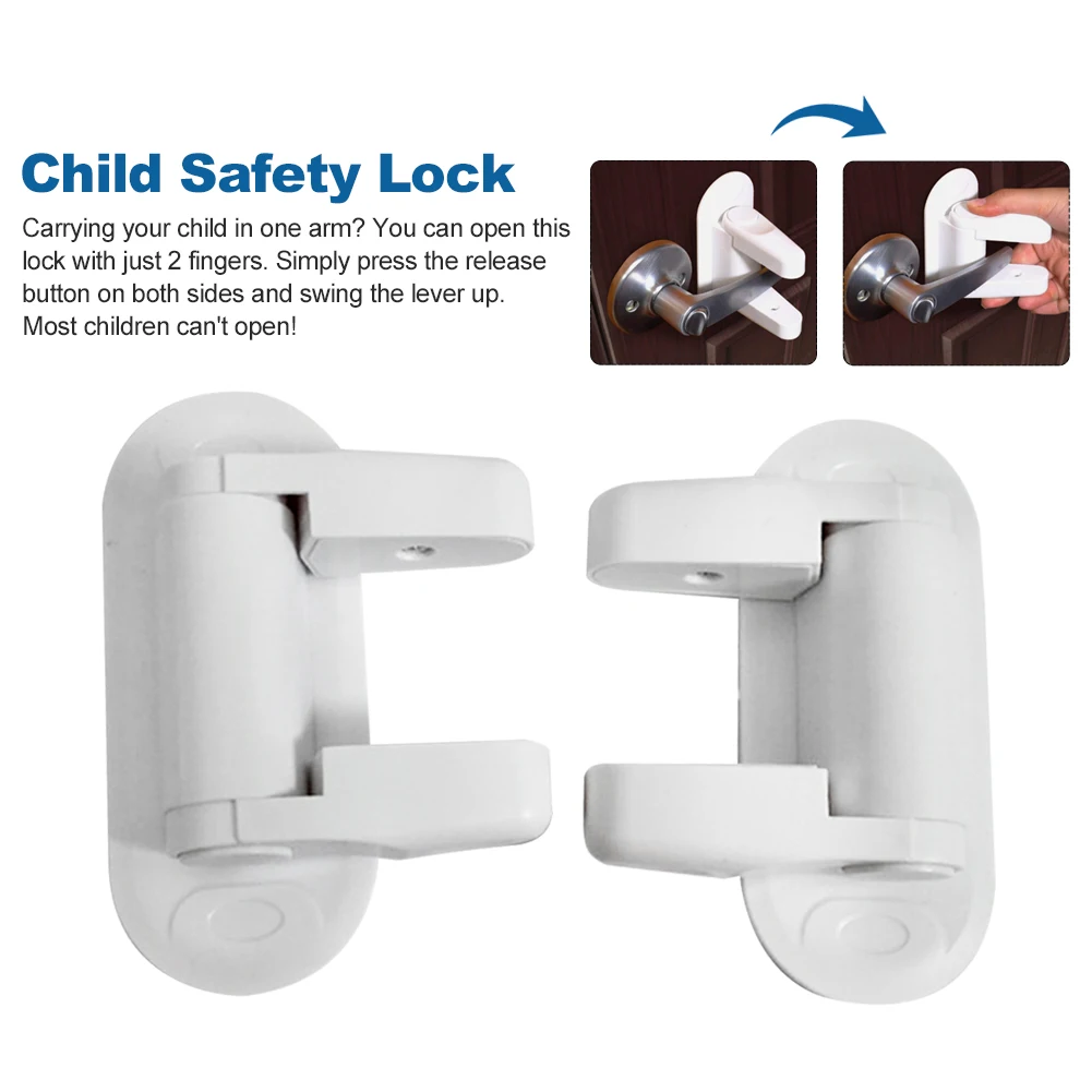 용 내구성 개방 방지 보호 문짝 레버 잠금 장치, ABS 안전 자체 접착, 어린이 보호 창문, 한 손 작동, 2 개