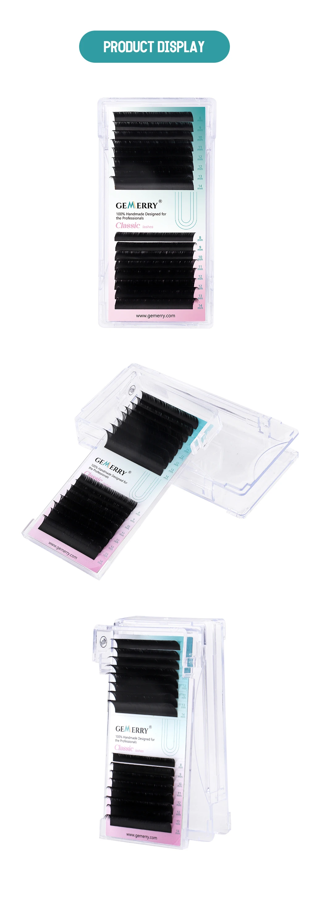 Description Picture 6 of itemGemerry LC Curl Camellia Fox Lashes Extension Soft Easy Fan Lashes With Tilted 115° False Eyelash Drawer Box Matte Black Makeup