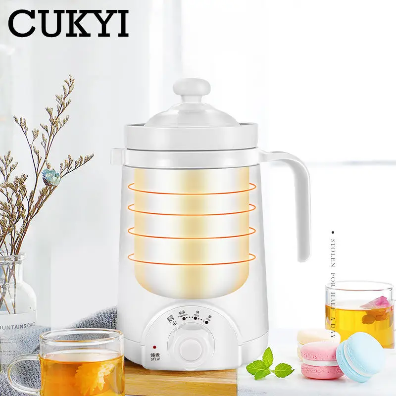 0.5L Portable Ceramic Wellness Mug Thermal Electric Kettle Slow Stew Pot Health Cup Keep Warm Bird's Nest Dessert Soup Simmer EU 4