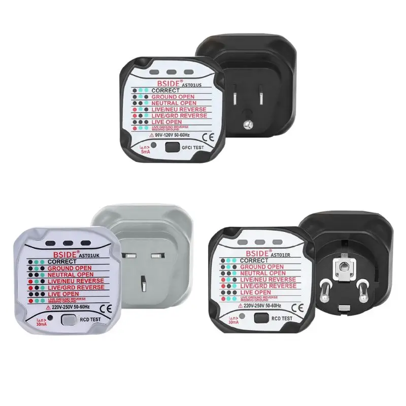 

Тестер розеток Детектор цепи Вилка цепи BreakerGround Выключатель нулевой линии Безопасность