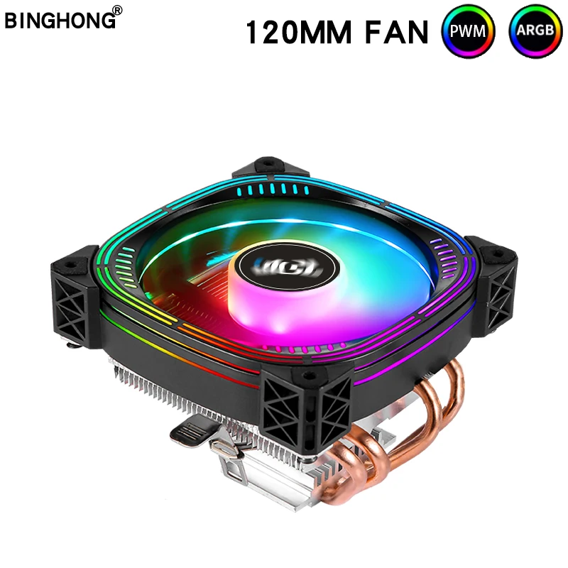 Tubo de Cobre Curto Cpu Ventilador do Radiador pc Cooler Argb 120 Milímetros 4pin 775 1150 1155 1356 1366 1200 1700 Am3 Am4 X79 X99 2011-v3 4