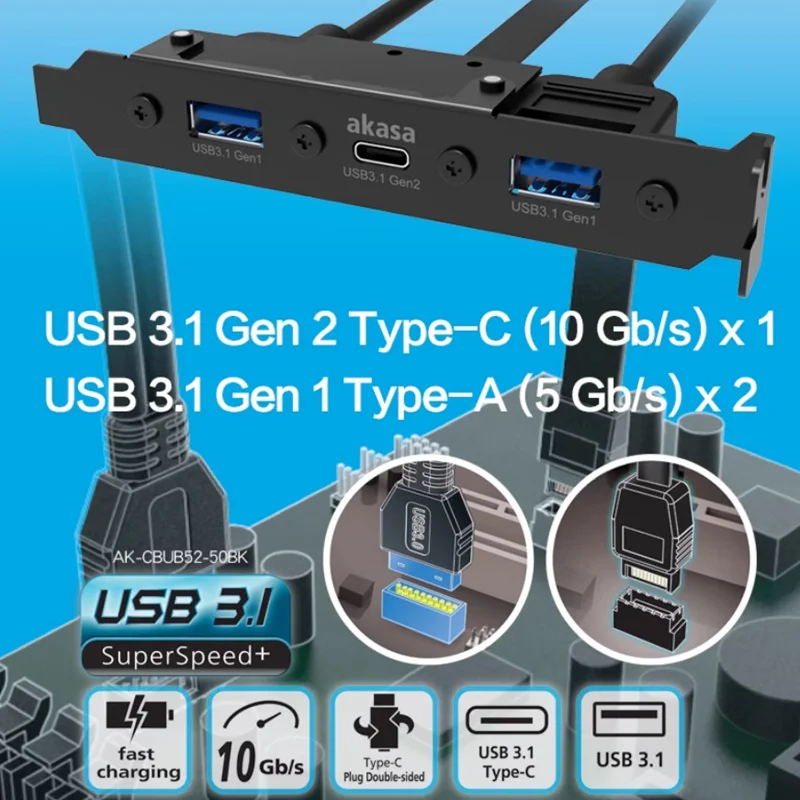 High Velocidade Expansion Card Pcie para tipo Adapter Desktop Htpc Chassis Half Altura Slot Cabo de Conexão Usb3.1 Gen2 Gen2