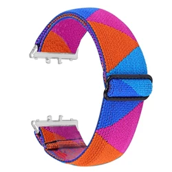 Braided Elastic Nylon Sports Watch Bracelet Loop Strap in Black for Galaxy Fit 3 (Silver-13)