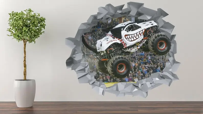 

Monster Truck Wall Decal Room or Game Room Art Decor Sticker Vinyl A-394