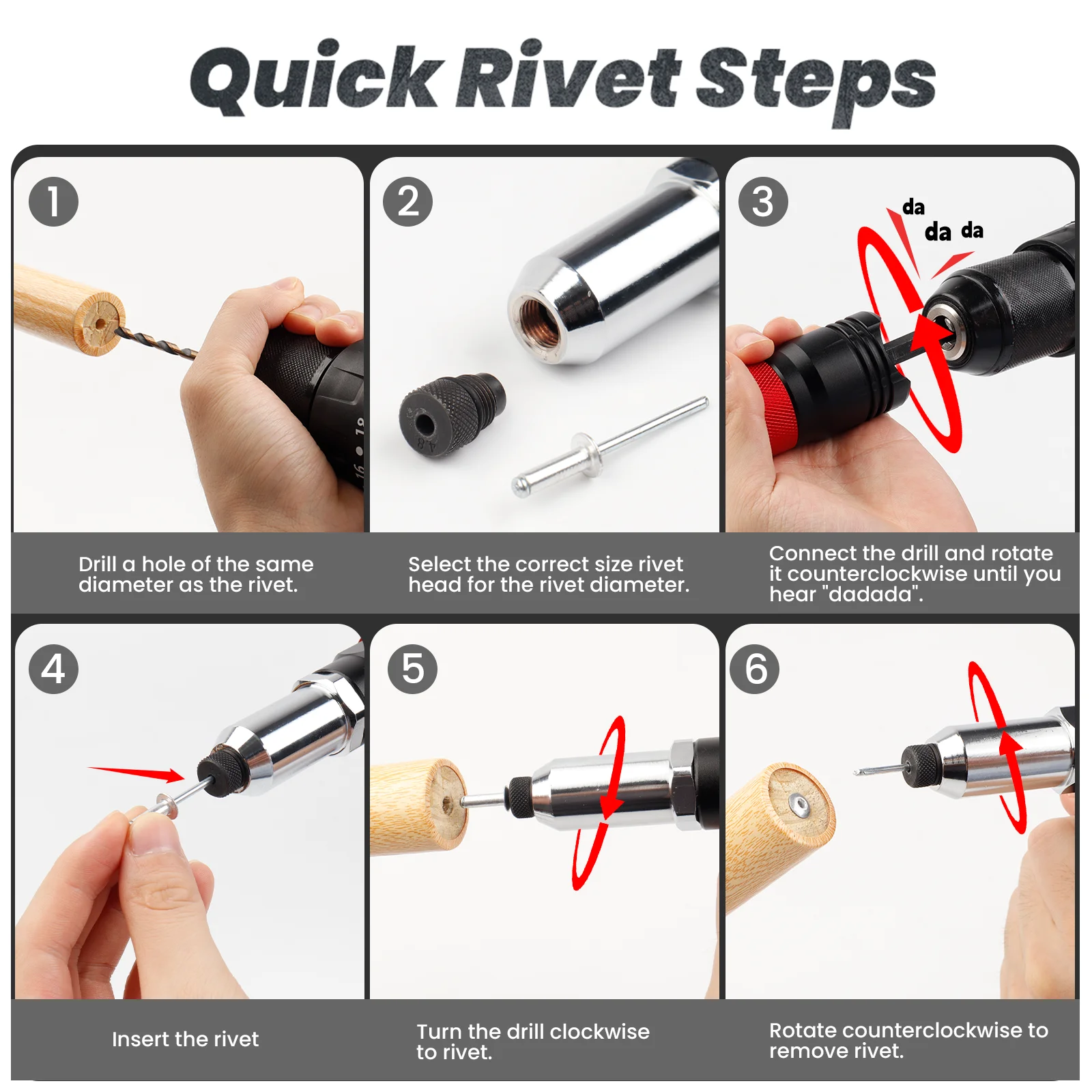 Electric Riveting Machine Rivet Nut Gun Adapter Cordless Riveting Converter Household Portable Tool 2.4/3.2/4.0/4.8/6.4