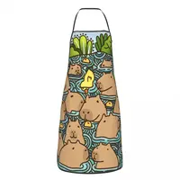 Funny A Pond Full Of Capybara Bib Apron Women Men Unisex Kitchen Chef Tablier Cuisine for Cooking Baking Gardening 1