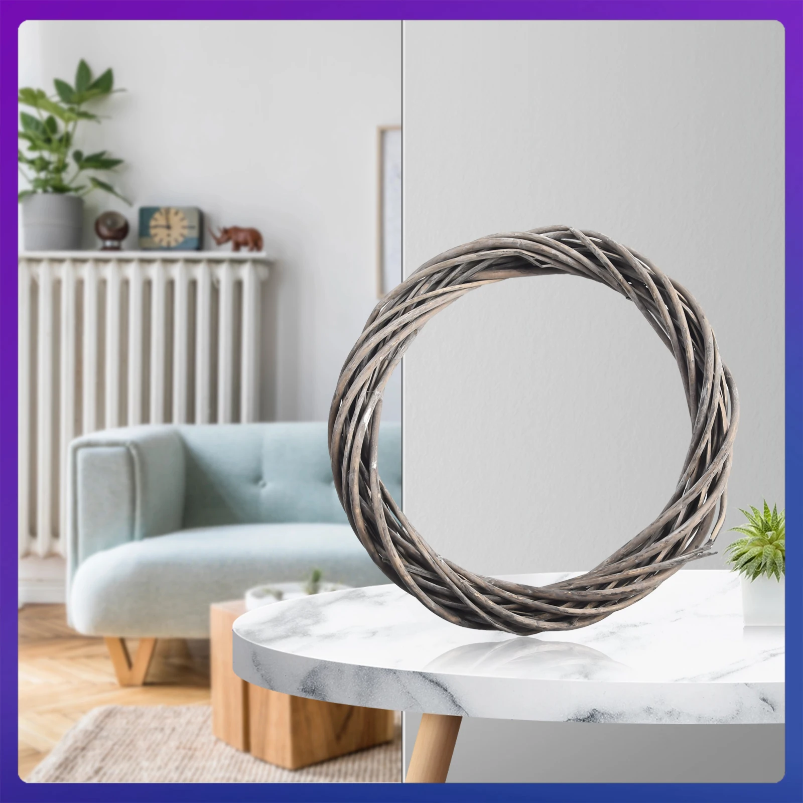 20 cm/25 cm/30 cm Weihnachten Rattan Ring Kranz Wicker Rebe Girlande Hängen Hochzeit Grau Kranz Kindergarten Fotografie Dekoration – Detail 9