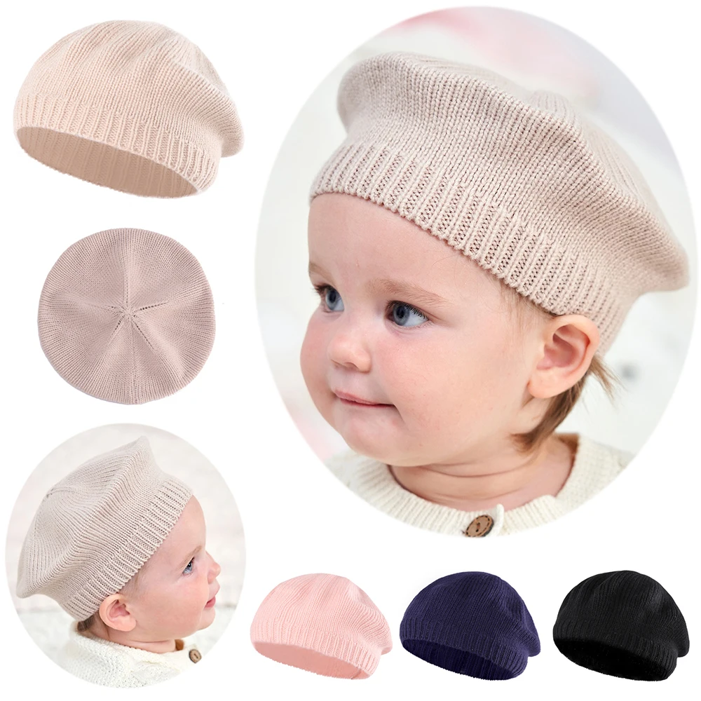 

Winter Autumn Crochet Knitted Baby Hat Berets Infant Toddler Cap Beanie Solid Color Kids Warm Bonnet Hat Newborn Photo Props