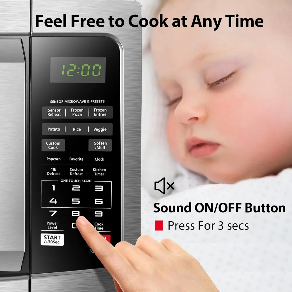 Countertop Microwave Ovens 1.2 Cu Ft, 12.4" Removable Turntable Smart Humidity 3
