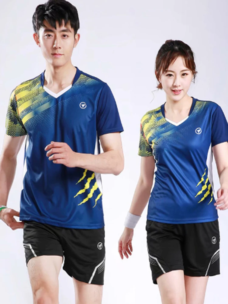 Faztonvg Badminton Clothing Suit Women Sports Quick Drying Breathable Short Sleeve Shorts Men Competition Table Tennis Clothes
