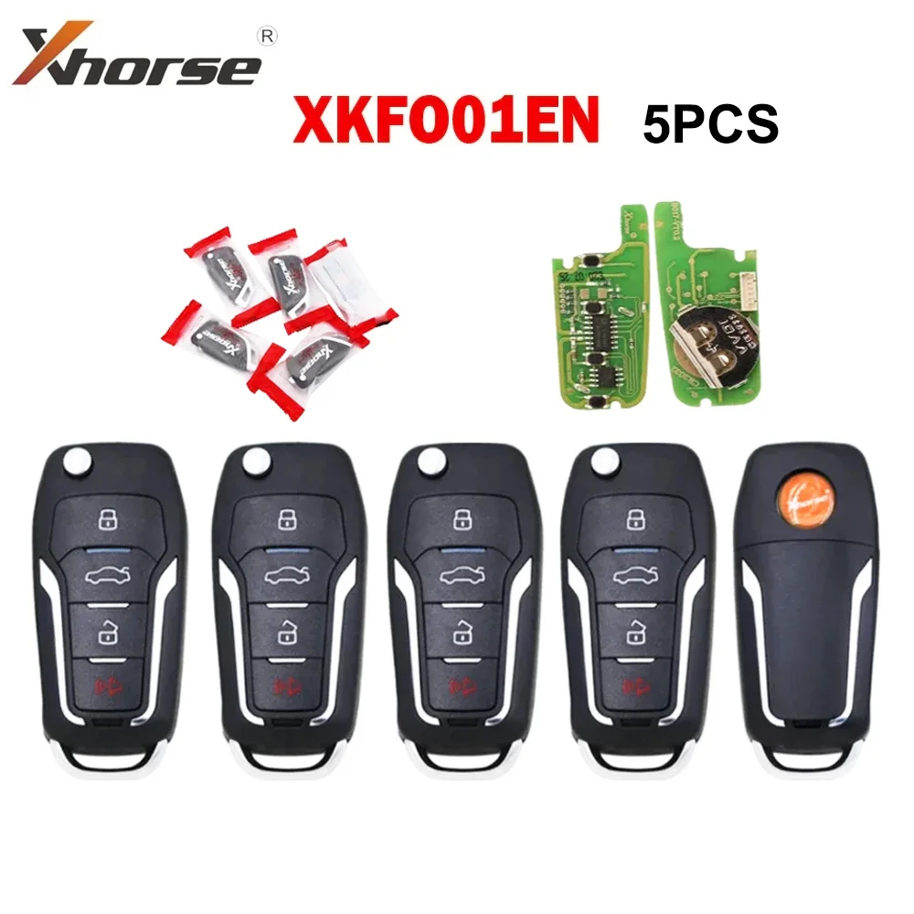 Универсальный проводной дистанционный ключ Xhorse VVDI VVDI2 для Ford, брелок с 4 кнопками серии XKFO01EN X013, неподвижный ключ, 5 шт.