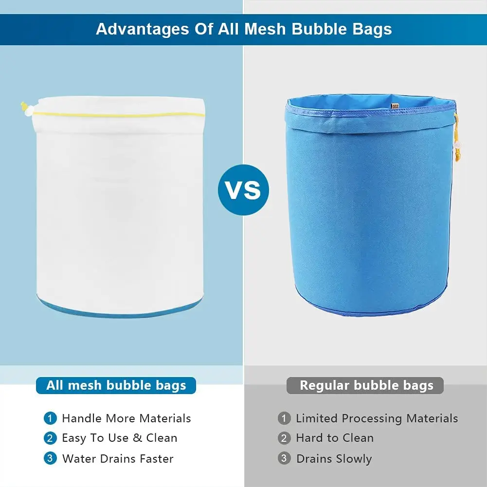 All Mesh Bubble Bags 5gallon 5Bags Kit Ice Filter for Indoor Garden Flower Red Wine Plants Nuts,hash ice filter bags,ice filter extraction bags