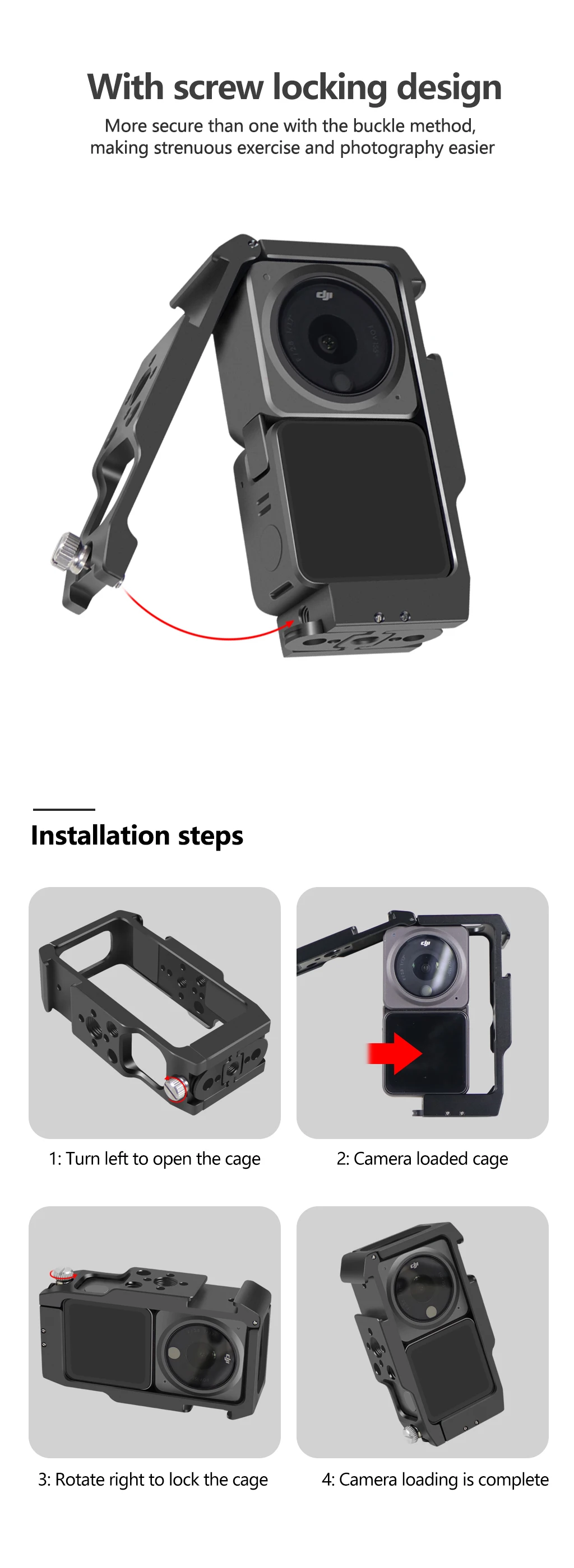 Magnetic Action Camera Cage For Action 2 Dual-screen Full Cage w/ Cold Shoe Mou