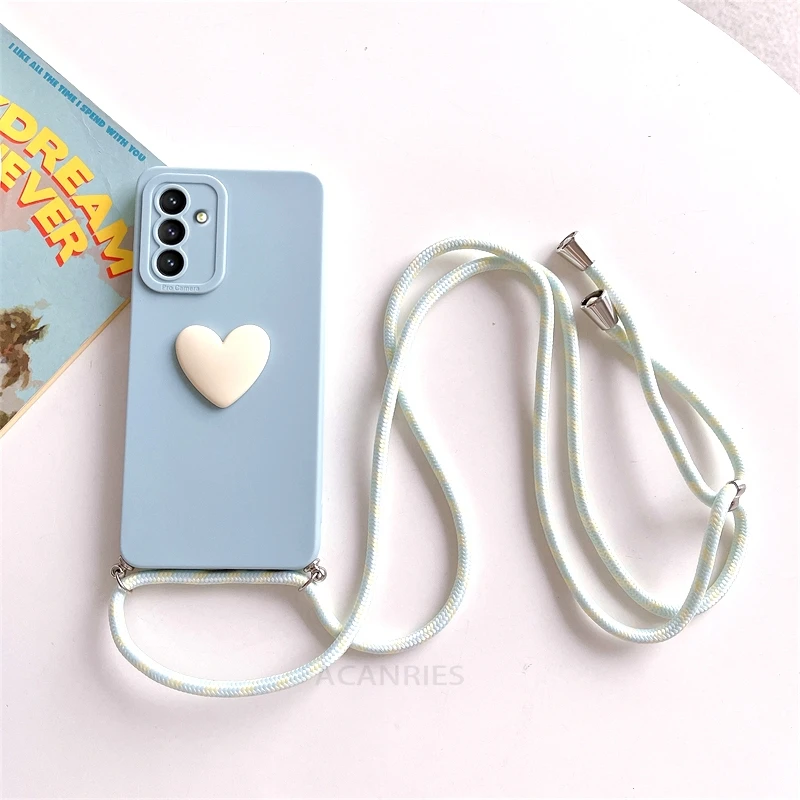 Crossbody Lanyard Love Heart Silicone Phone Case with Cord