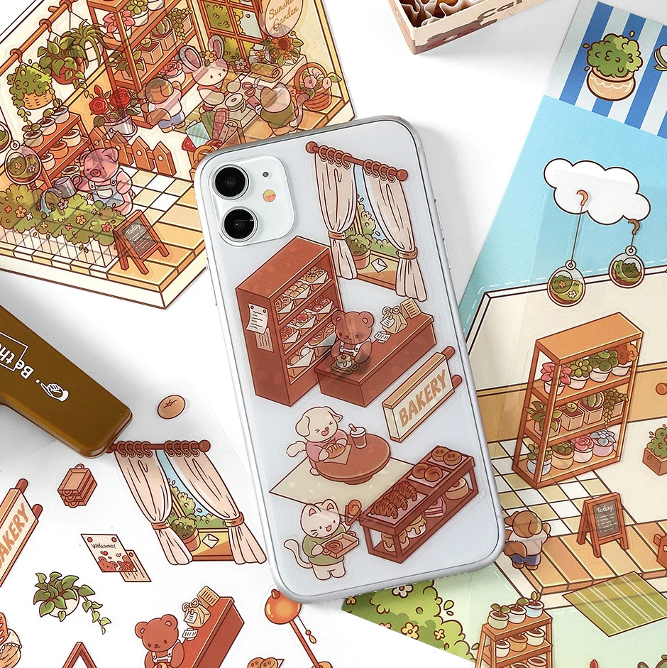 DIY 3D Puzzles Sticker 3D Miniature House Stacked Laundry Fireworks Display Scene Ledger Decorative Gift Sticker
