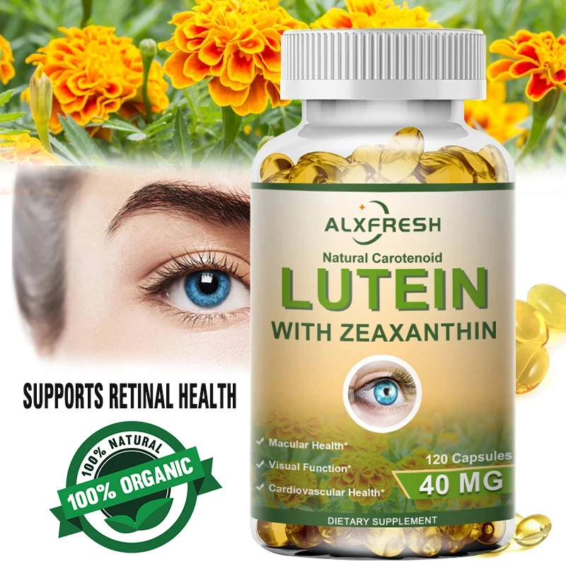 

Alxfresh Natural Organic Lutein 40 mg With Zeaxanthin Health Supplements & Vitamins Non-GMO & Gluten Free 120/60 Capsules