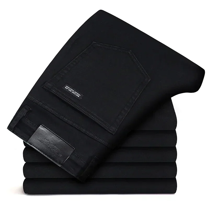 Business Men's Clothing Stretch Jeans Autumn New Straight Casual Regular Classic Fashion Denim Trousers Male Black Blue Pants 3